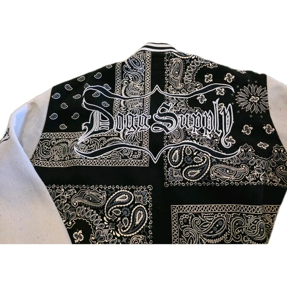 Dogg Supply by Snoop Dogg Mens Varsity Jacket Size 3XL Paisley Fleece Snaps